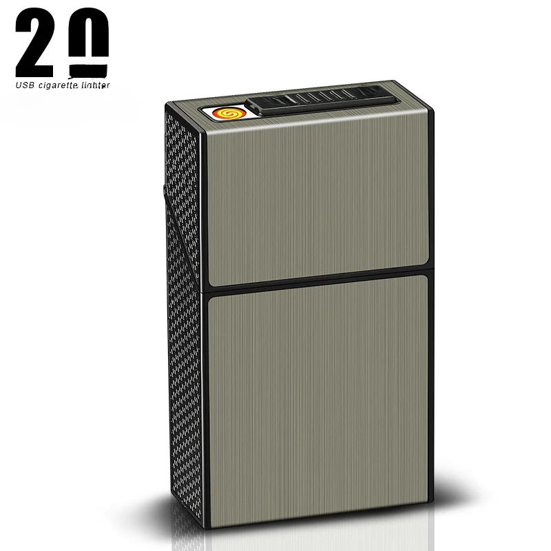 20 Thick Cigarette Case Tungsten Wire Igniter USB Charging Lighter Outdoor Waterproof and Moisture proof Electronic Lighters
