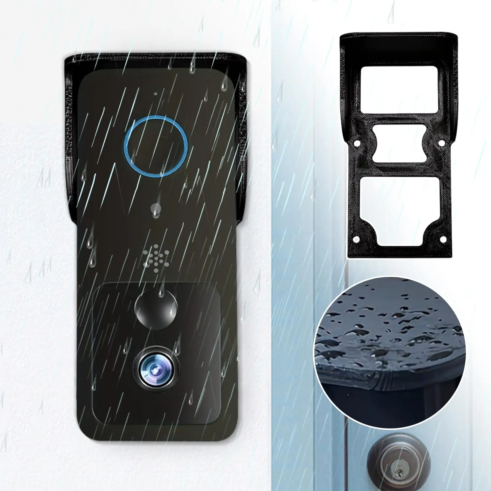 

Rain Resistant Sun Shade Doorbell Case, Wall Mount Protective Cover, Anti-Glare Shield for Home Indoor Porch and Entryway