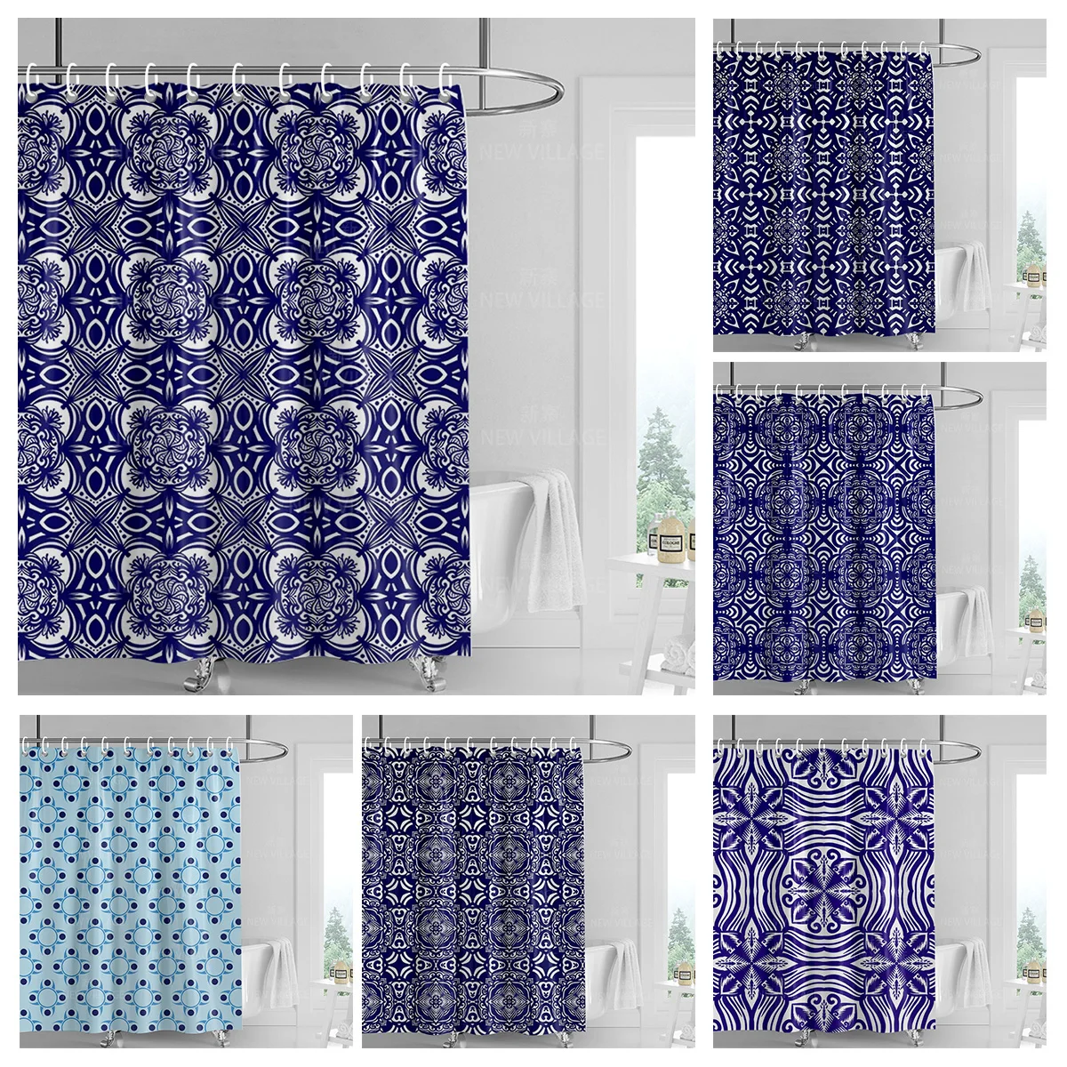 Home decoration shower curtains bathroom waterproof curtain fabric Living Room Modern Nordic Modern geometric pattern simple