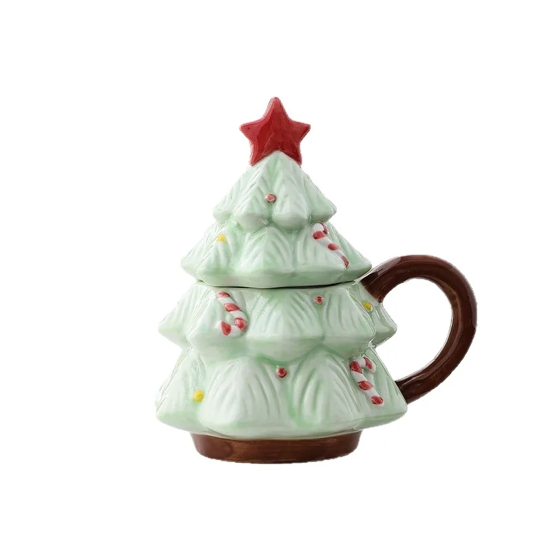 New Ceramic Christmas Tree Water Cups Mugs Children's Creative Small Gift Creative Cups for Girls To Give Valentine's Day Gifts