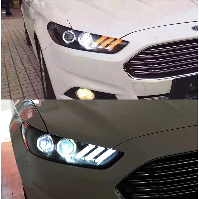 Farol para mondeo faróis 2013-2016 fusão led original drl bi xenon lente alta baixo feixe de estacionamento