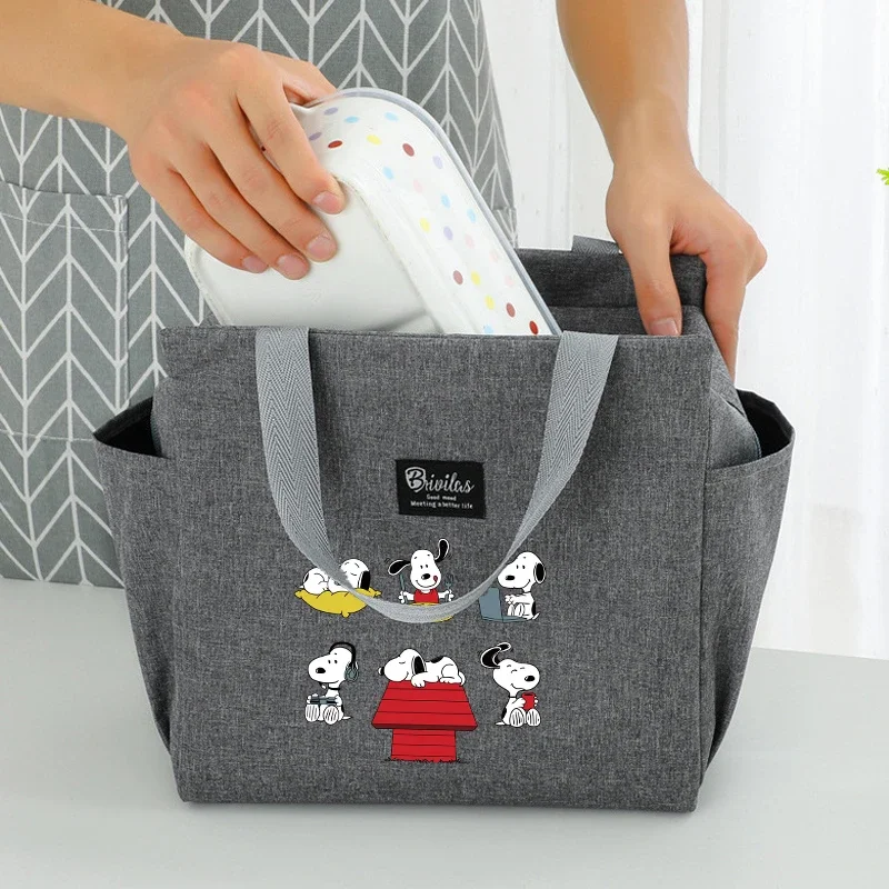 Snoopy-portabebés portátil para el almuerzo, bolsa aislante, bolsa enfriadora fresca, caja térmica para alimentos, bolsa contenedor de comida para