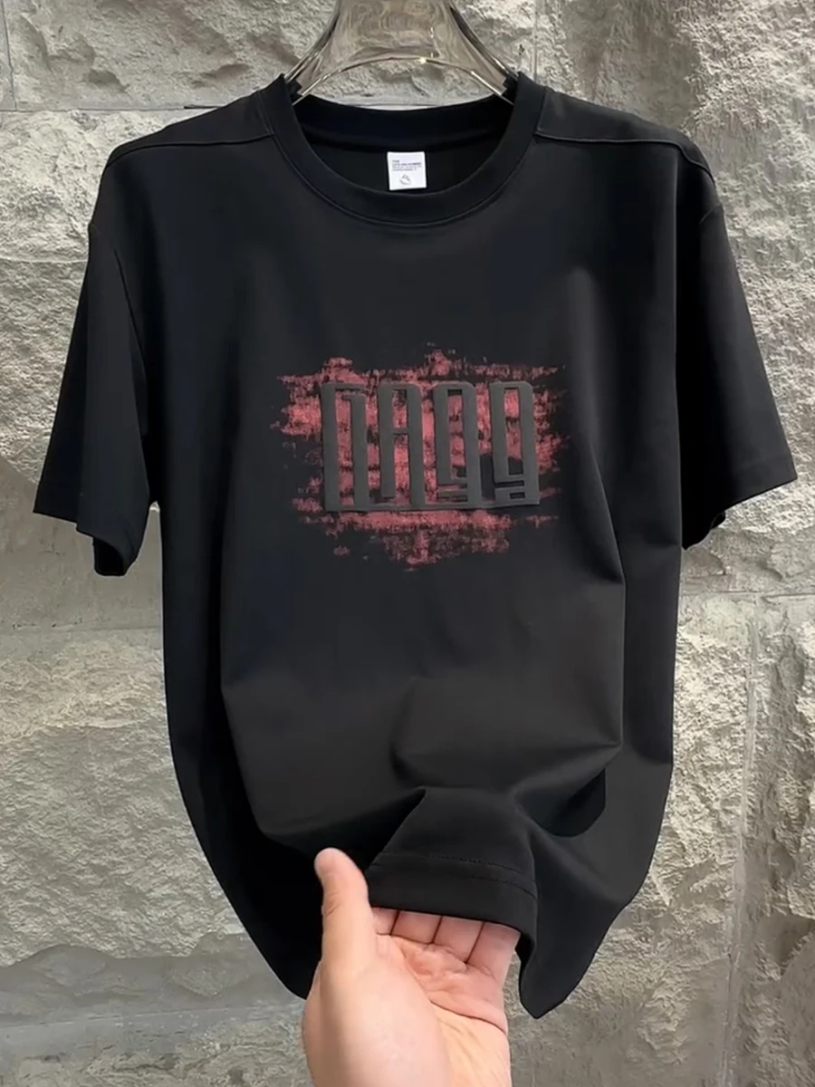 

Модная мужская футболка на лето 2025 с принтом-надписью, коротким рукавом, круглым вырезом, стандартного кроя, для повседневной носки, молодежная, трендовая