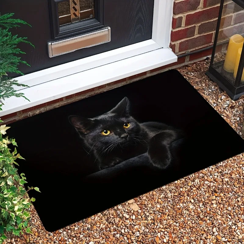Niedliche schwarze Katzen-Fußmatte, langlebig, rutschfest, perfekt für Haustierliebhaber, Heimdekoration, fügt den skurrilen Charme an Ihren Tür hinzu