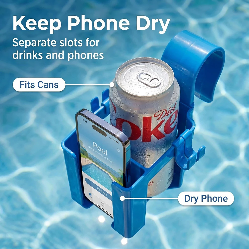3-in-1 Multifunctional Poolside Storage Rack Household Stand Swimming Pool Hanging Cup Holder Organizer for Cup Phone Towel