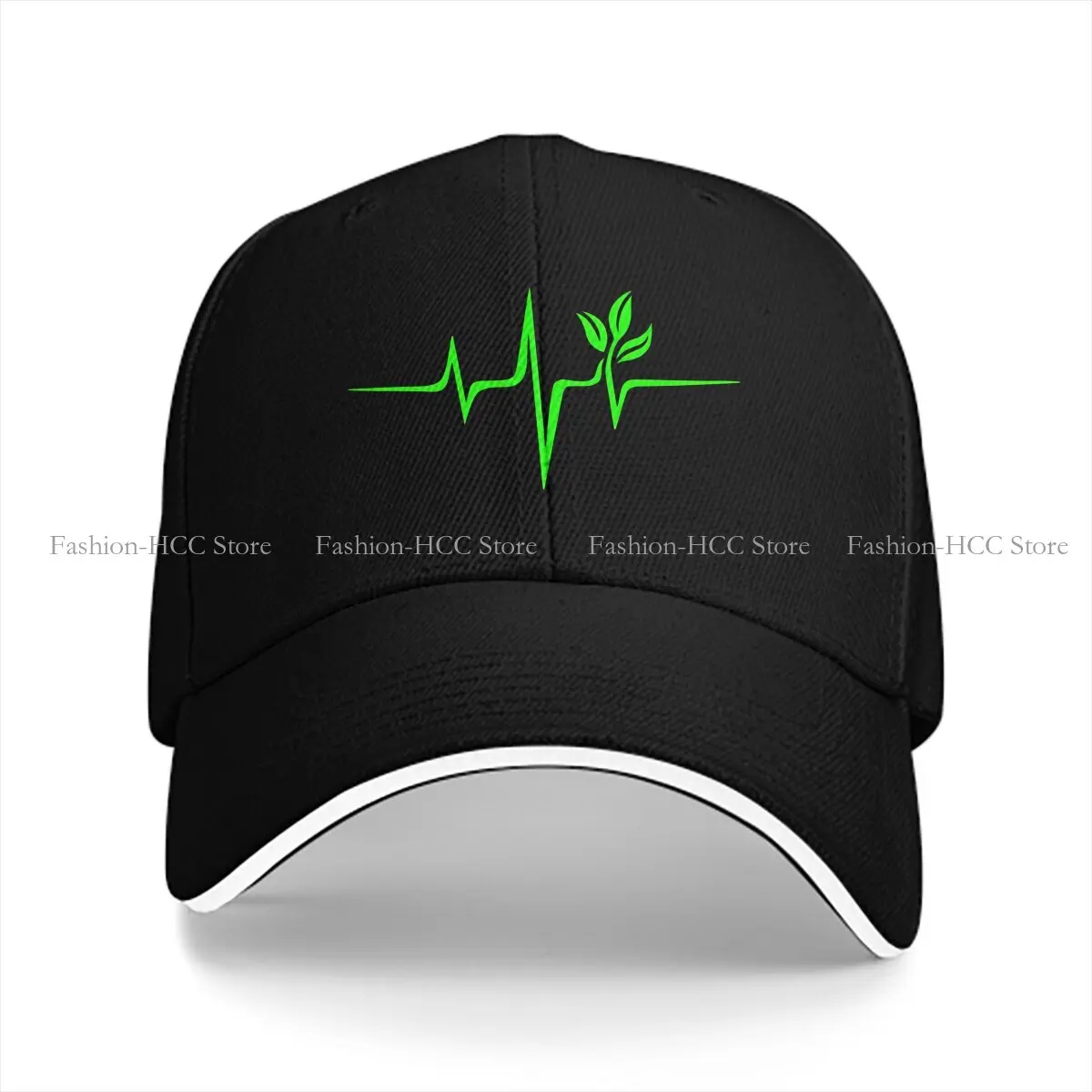 Dad Hats Heartbeat Pulse Green, Vegan Frequency Wave Hat Baseball Caps Environmental Protection and Technology Peaked Cap