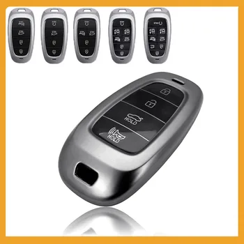 Funda para llavero de coche, accesorio para Hyundai Tucson Solaris Sonata Hybrid NEXO NX4 Santafe Dn8 4 5 7 botones 2020 2021 2022