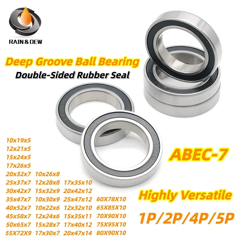 1/2/4/5P 6803 2RS Bearing 17X26X5 mm ABEC-7 Metric Thin Section Ball Bearings 6800RS 10x19x5mm 6802RS 15x24x5mm 6805RS 25x37x7mm