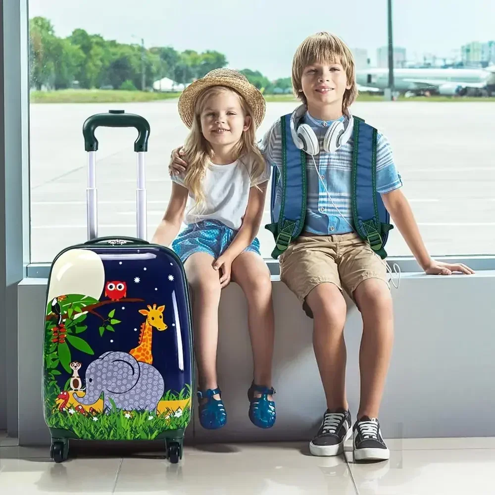 12 Travel Backpack & 16 Spinner Suitcase Set for Kids, Jungle Theme