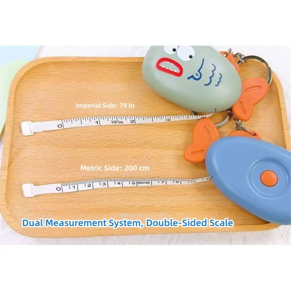 Portable 2M Length 2M Tape Measure Fish Shape One Click Rebound Soft Leather Ruler Soft Leather Clothing Tailor Ruler Home Use