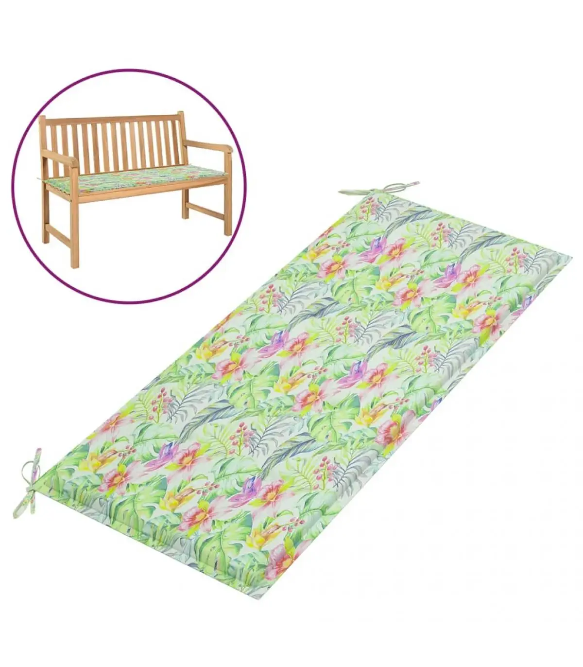 Cushion for chairs and sofas garden bench cushion sheet print fabric 120x50x3 cm