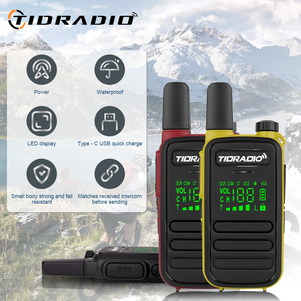 TIDRADIO 2 шт. TD-M11 Mini Walkie Talkie FRS Long Range перезаряжаемая портативная детская двухсторонняя радиостанция Type-C зарядное устройство для кемпинга