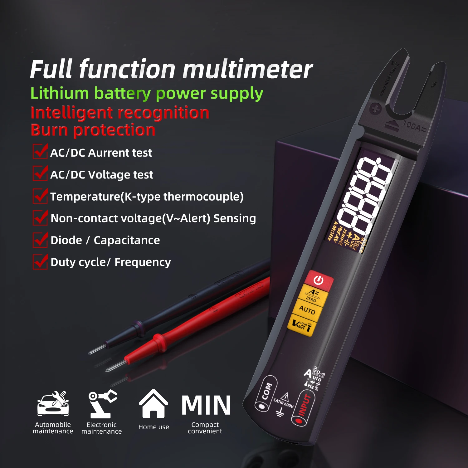 Recarregável Digital Clamp Multímetro Tensão de Corrente Automática Indução sem Contato Capacitor de Temperatura Diodo Tester u1 u0