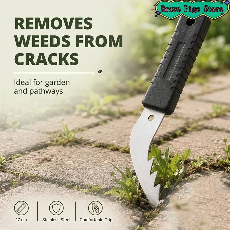 [HM]Grass Garden Weeders L-Shaped Sharp Serrated Tip Clears Crevice Weeds Tool Suitable For Backyard Farm[HM]