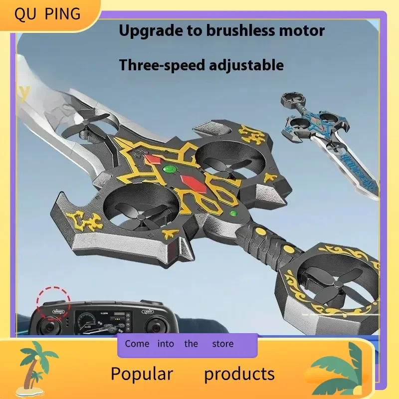 

Remote Controlled Flying Sword Drone Aircraft Toy with Adjustable Height for Children's Play Light-Up Fixed Wing Airplane