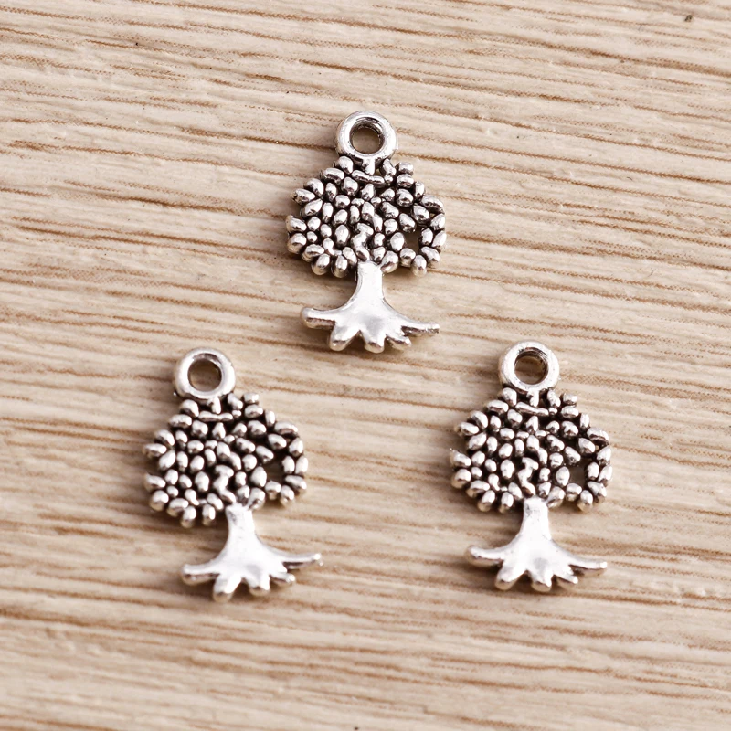 Tusember 50 Stück Legierung Niedliche Metall-Baum-Anhänger für Halsketten, Ohrringe, Armbänder, Modischer Handgefertigter Schmuck zum Selbermachen – Detail 3