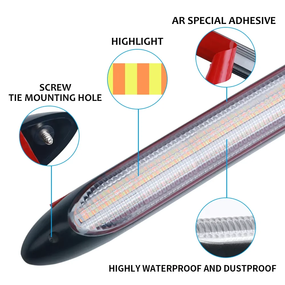 Lampu depan mobil LED DRL, Strip lampu depan mobil siang hari, lampu fleksibel tahan air, sinyal berbelok kuning, lampu aliran rem 12V 2 buah