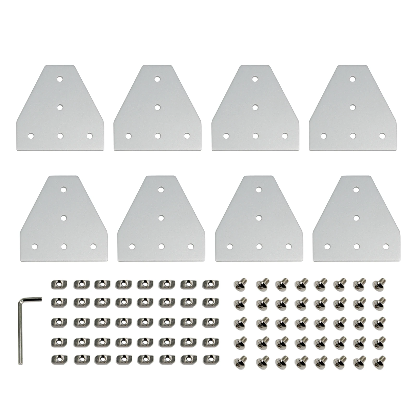 

8Kit Silver 3030s Corner Bracket Plate with M6 Screws+T-Nuts,5-Hole 90 Degree Joint Board Plate for 3030 Series Aluminum Profile