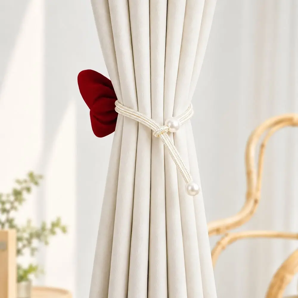 2Pcs INS Bowknot Curtain Tiebacks Velvet Handcrafted Curtain Strap Handmade Creative Velvet Bow Curtain Tiebacks Curtain Decor