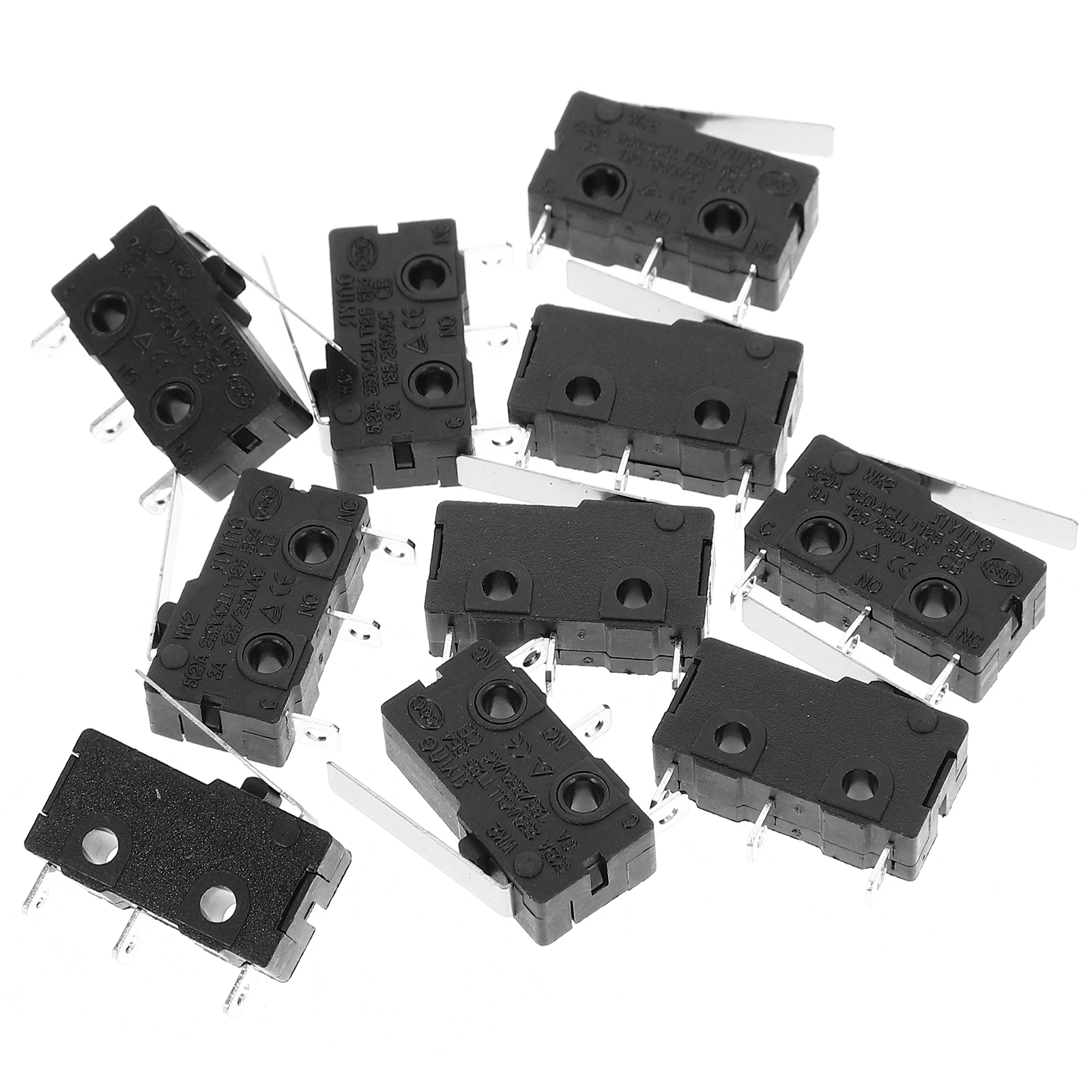 

10pcs Micro Straight Handle Micro Switch Straight SPDT 1NO 1NC AC125V 5A Cabinet Door Lever Momentary Plastic Metal