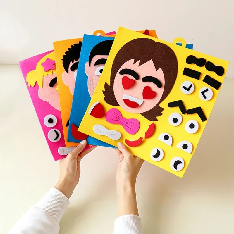 Activity Area Toy Facial Feature Matching Expression Changing Teaching Aid Cloth Made Emoticon Kit for Preschool Kids Cognitive