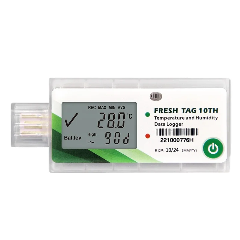 Disposable Temperature and Humidity Recorder Pharmaceutical Food Cold Chain Refrigeration Can Export FreshTag10TH