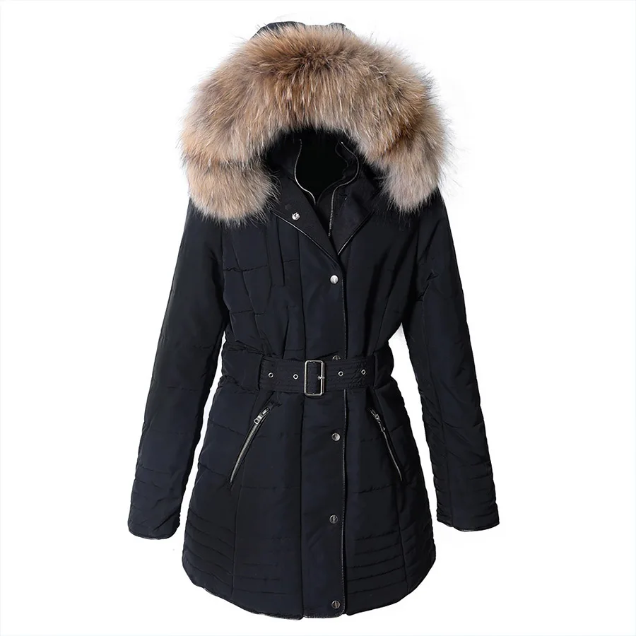 Maomaokong 2023 New Outerwear Real Fur Collar Coat Parkas Women Autumn Demi-season Jacket Female Clothing