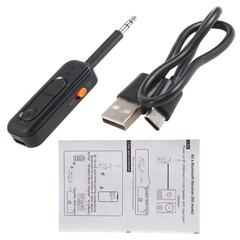 -AT52 2 in 1 レシーバートランスミッター 5.2 Bluetooth 3.5mm AUX ステレオワイヤレスオーディオアダプター マイク付き ヘッドホン/テレビオーディオ用