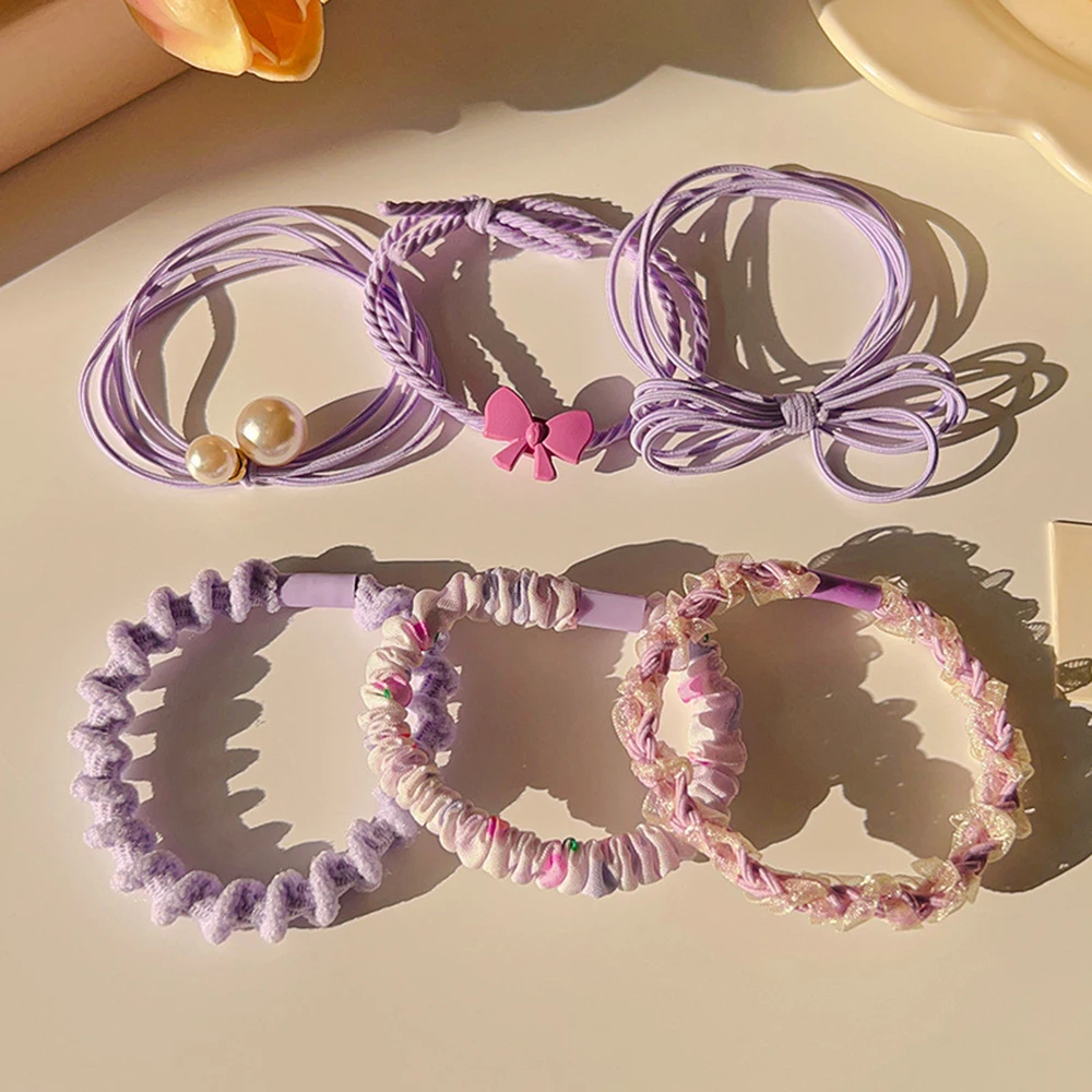 6PCS Simple Hair Rope Set Rubber Band Hair Accessory Women's Hair Ring Colorful Girl Small Gift For Kids