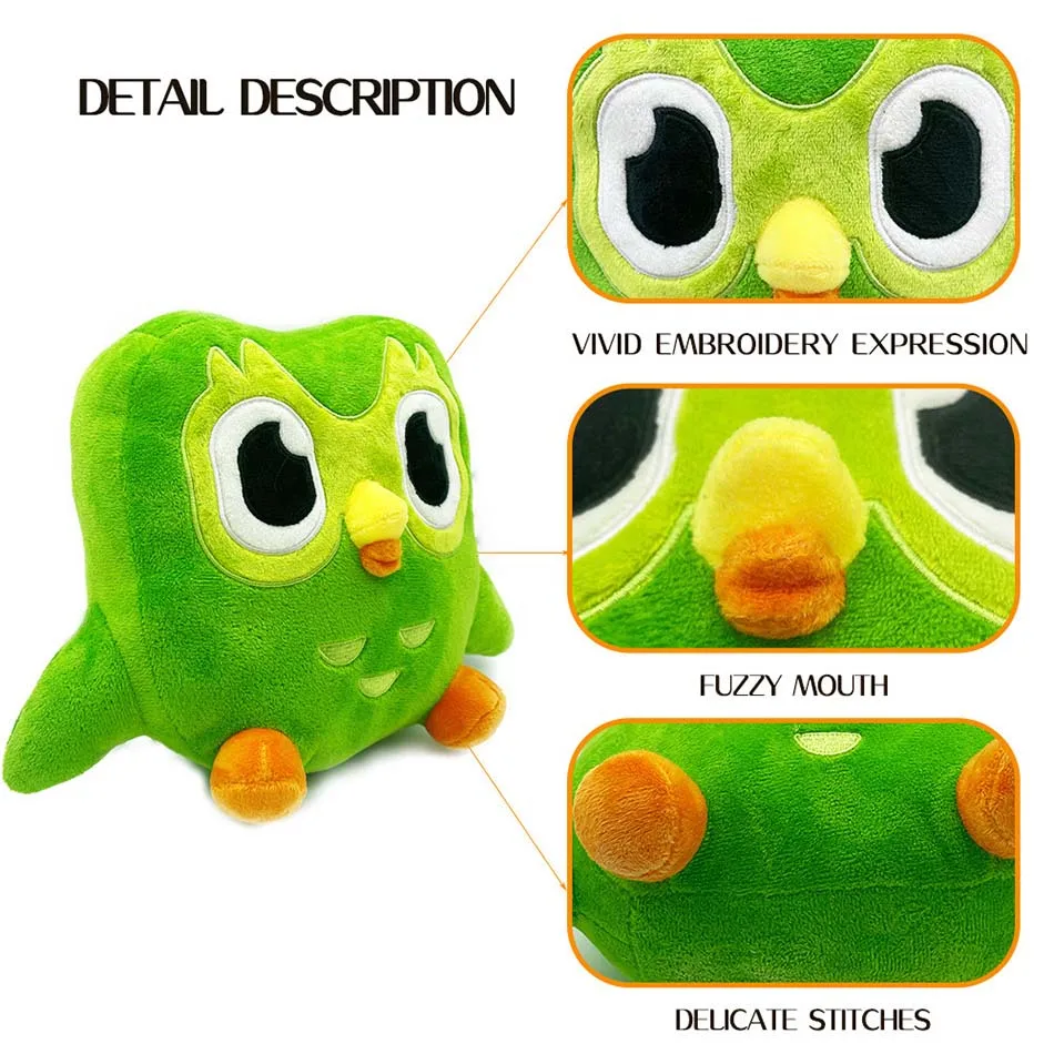 Green Duolingo Owl Plush Toy Duo Plushie Of Duo The Owl Cartoon Anime Owl Doll Soft Stuffed Animal Toy Children Birthday Gift