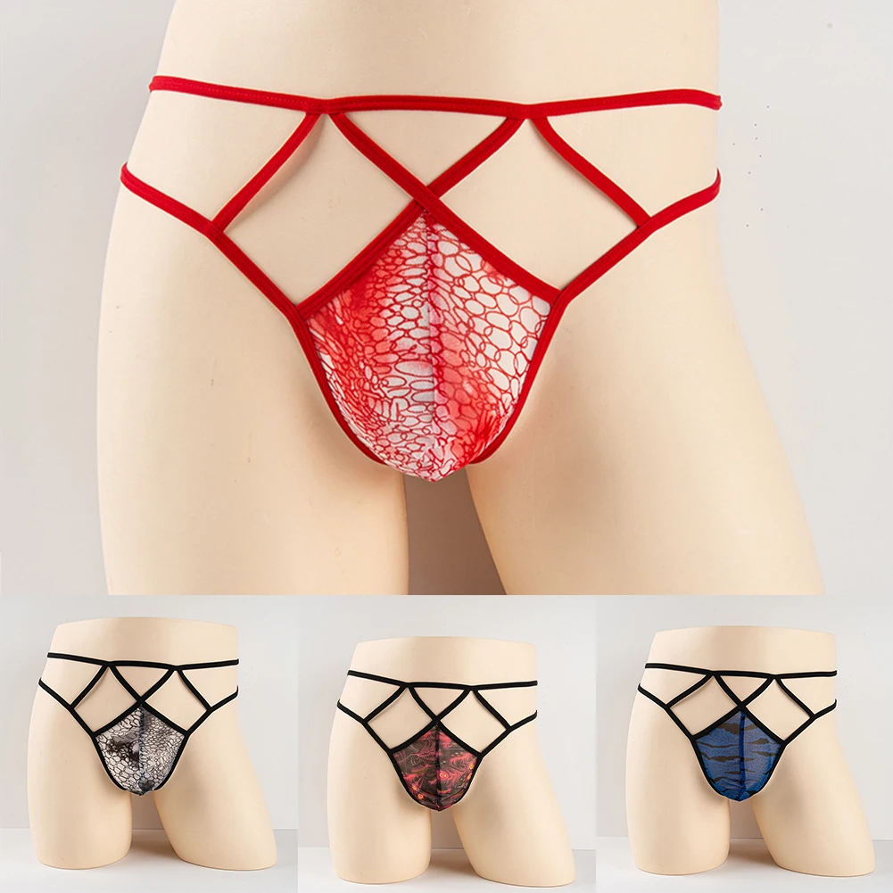 

Men Sexy Lingerie Bulge Gay Sissy Pouch Male Sexy Panties Erotic T-Back Thongs Underwear For Hot Man Bandage Low Rise G-String