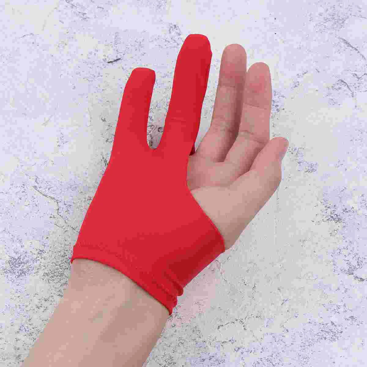 2 Pcs Two Finger Painting Glove Artist's Drawing Glove Sketch Curved Gloves- Size L (Red) Artist Two Finger Glove