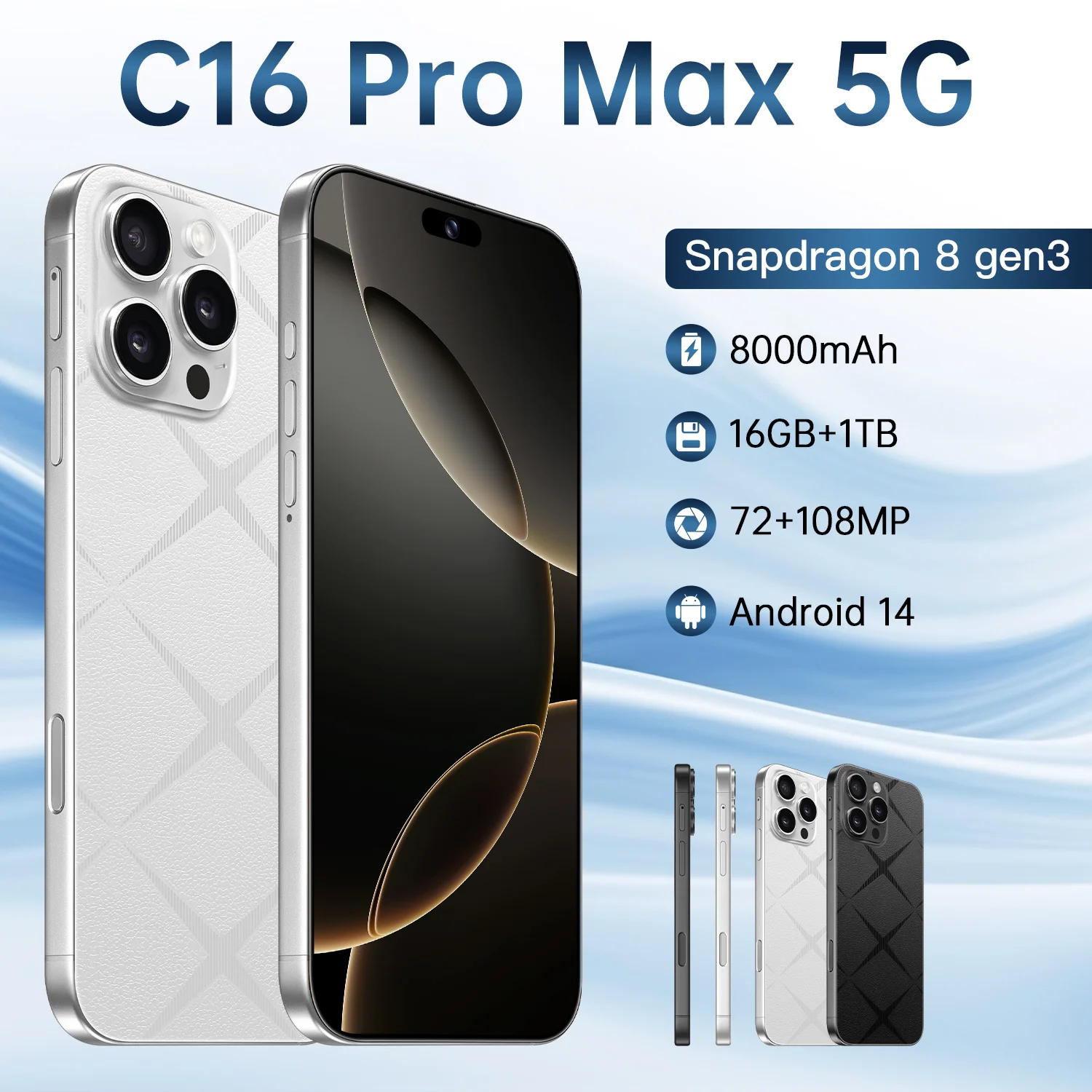 

2025 New Global Edition C16 Pro Max 7.3inch original smart 5G 22GB+2TB dual card dual standby 8000mAh battery