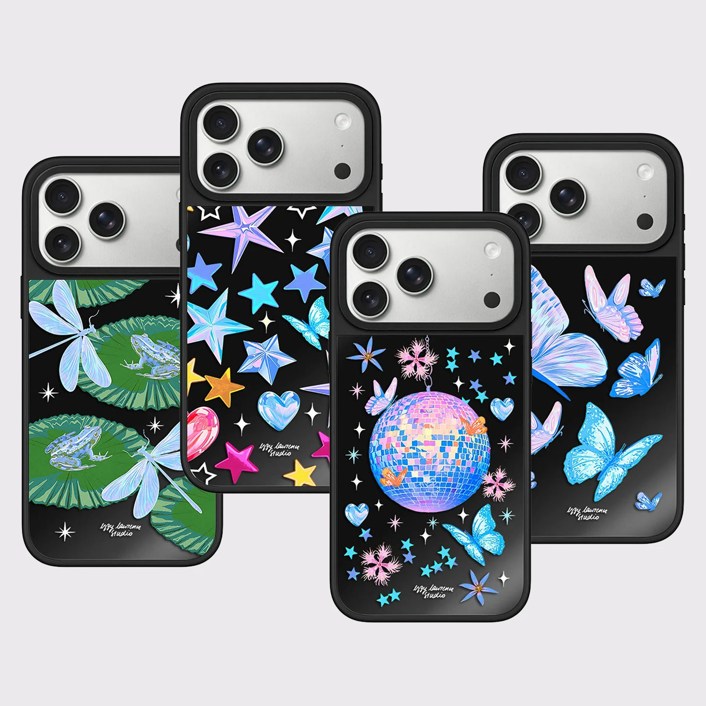 Cartoon Leaf Frog Black Mirror Surface Magnetic Phone Case Cover for IPhone 13 14 15 16 17 18 Pro Max Case