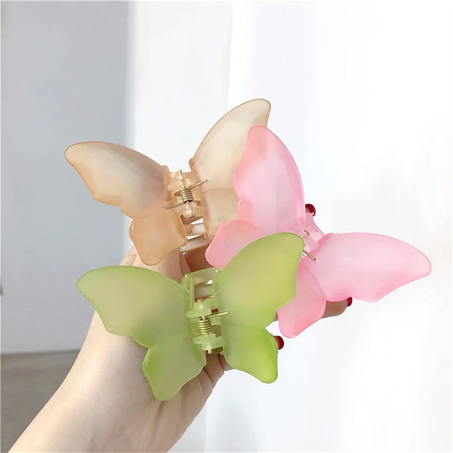 2Pcs Colorful Butterfly Hair Claws Clip For Women Girls Big Size Hair Clips Hairpin Fashion Hair Accessories Hair Styling Tool