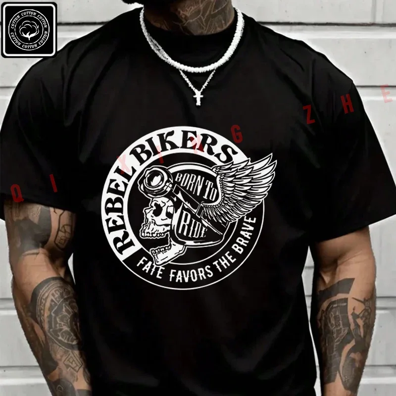 

Rebel Bikers Vintage Classic Personalized Motorcycle T-Shirt Cotton Fans Men New Fashion Summer Short SleeveO-Neck T Shirt