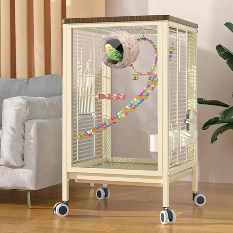 

Metal Bird Cages Feeder With Stand Luxury Goods Wheels Bird Cages Wooden For Inseparable Toys Jaula Para Canarios Pet Supplies