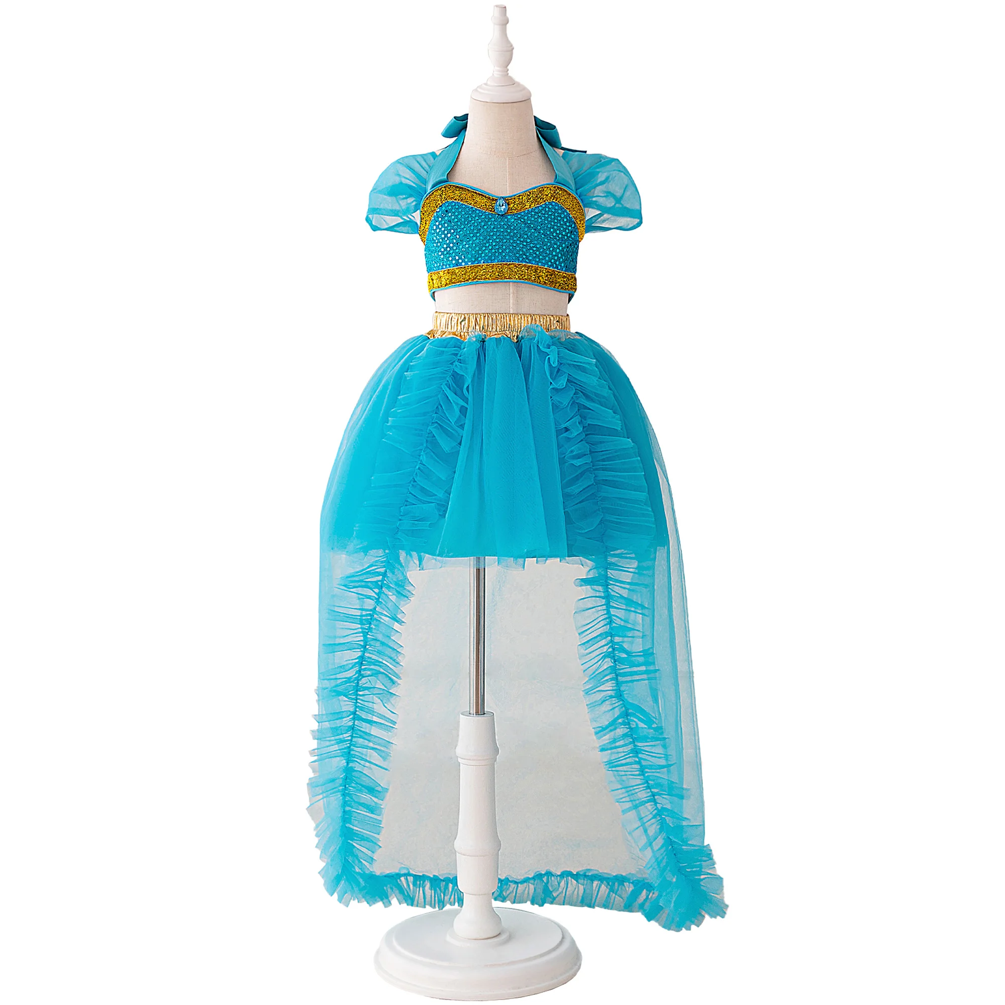 

Jasmine Princess Aladdin Agic Lamp Cosplay Girls Dress 2pcs Carnival Halloween Costumes Birthday Party Prom Dresses Kids Clothes