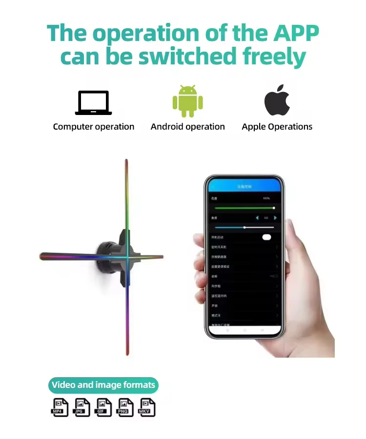 P20 HD 3D Desktop Hologramm Fan Projektor Display Business Werbung Logo Licht Holographische Lampe Projektoren Wiederaufladbare