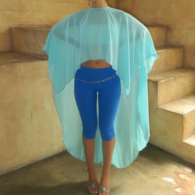 

Chiffon Cape for Women Sheer Mesh Shawl Wraps Asymmetrical Flowy Capelets for Evening Dress Crop Cover Up Poncho