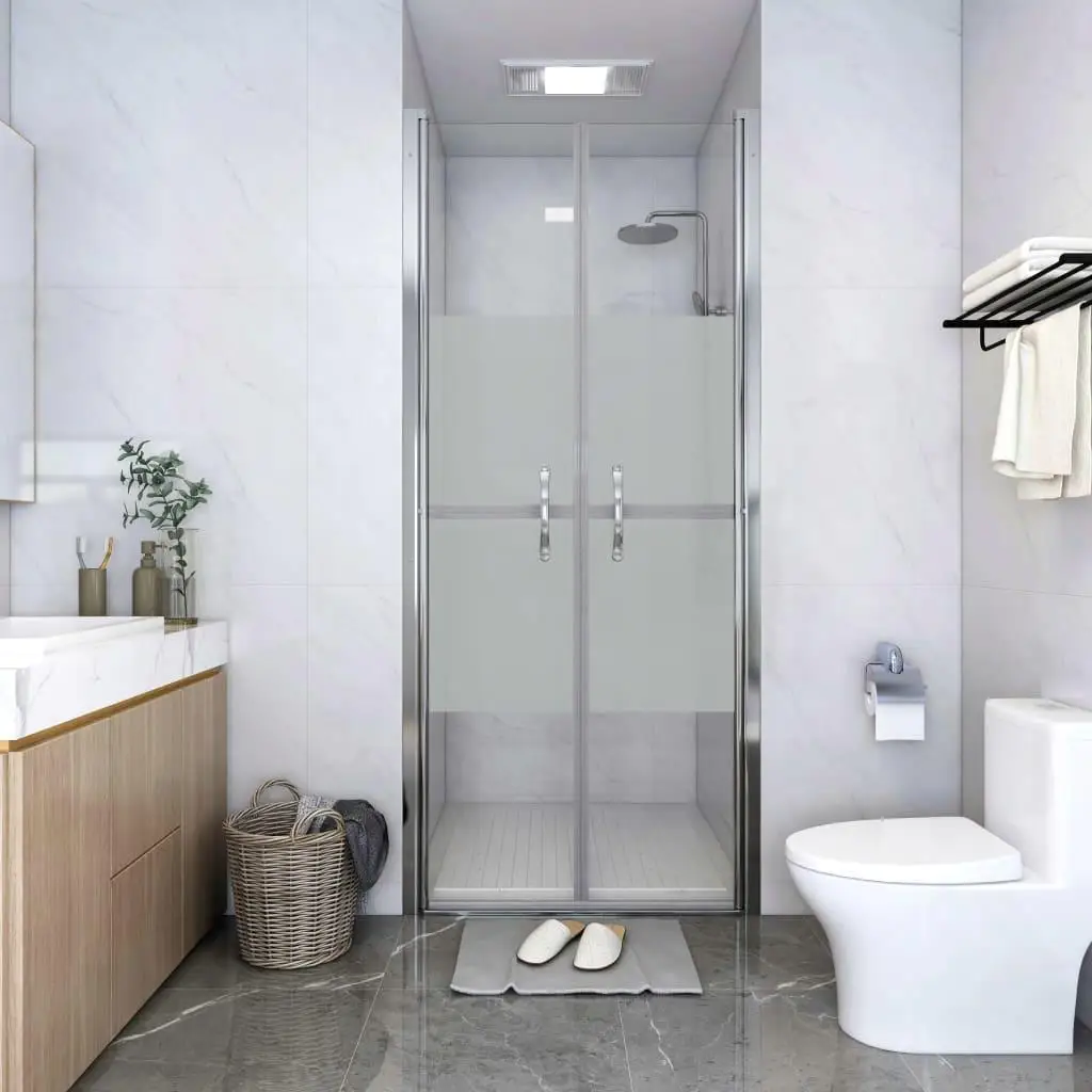 VidaXL 81x190 cm Half Frosted ESG Shower Door - Elegant Glass Design for Modern Bathrooms