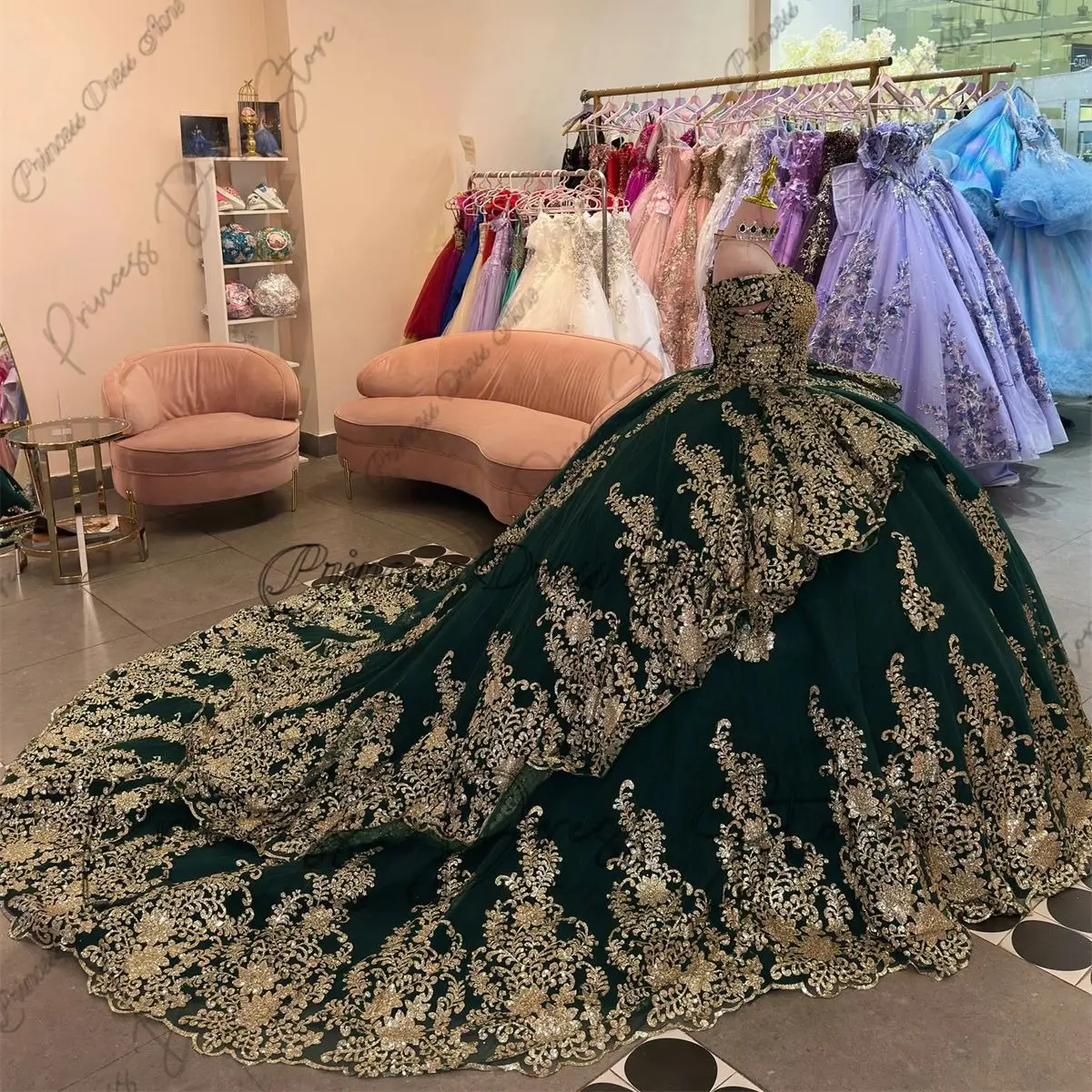 Luxury Mexico Princess Quinceanera Dress Corset Gown Flower Crystals Beads Vestidos De 15 Años Birthday Party Gown Customized