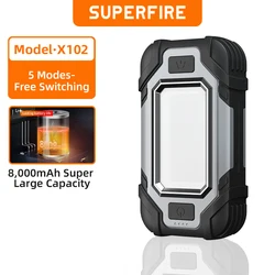 SUPERFIRE X102 Портативный светодиодный рабочий фонарь с двойными сильными магнитами Регулируемый перезаряжаемый фонарик для зарядки мобильных устройств