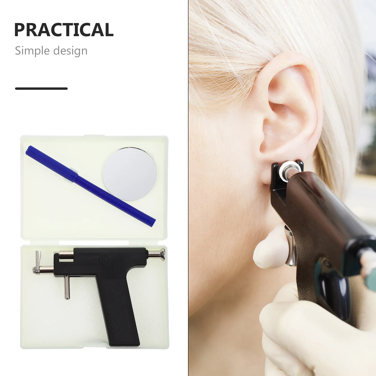 مجموعة واحدة من أدوات ثقب الأذن بتصميم احترافي محمول لصالونات التجميل المنزلية، أداة ثقب الجسم والأنف والسرة مع ترصيع #5