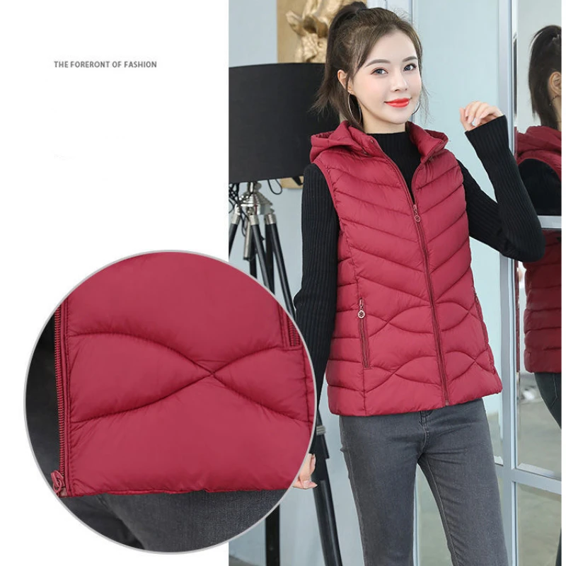 Women Sleeveless Jacket New Autumn Winter Fashion Casual Female Warm Womens Vest Outerwear Ladies Removable Hooded Waistcoat