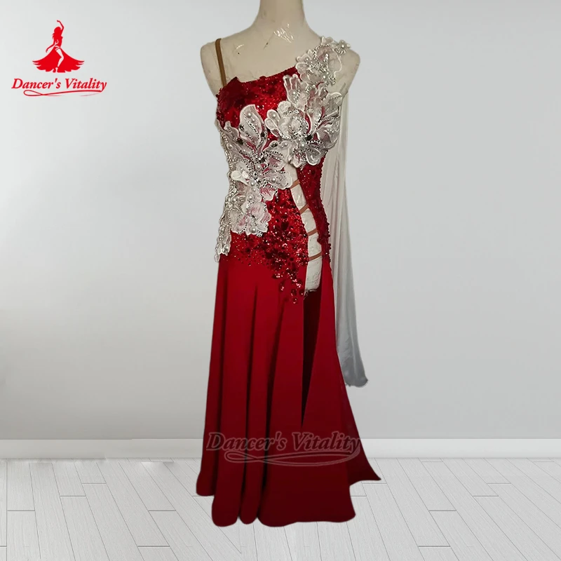 Adulto estilo americano dança de salão luxo ab pedras sem mangas vestidos dançarino vitalidade valsa foxtrot realizar roupas personalizadas