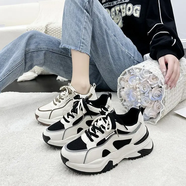 2024 new fashion spring platform thick-soled casual shoes for women color-blocked soft-soled sneakers  shoes for women