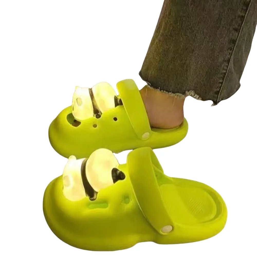 

Cartoon Luminous Slippers Women 3D Animal Panda Platform Thick Soled Slippers Thick Lighted Lighting Panda Slippers