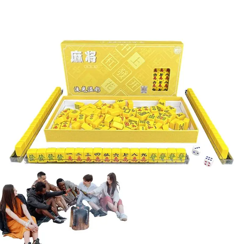 

Small Mahjong Set Portable Mahjong Board Games For Adults Traditional Chinese Mahjong Tiles Outdoor Dormitory Travel Game