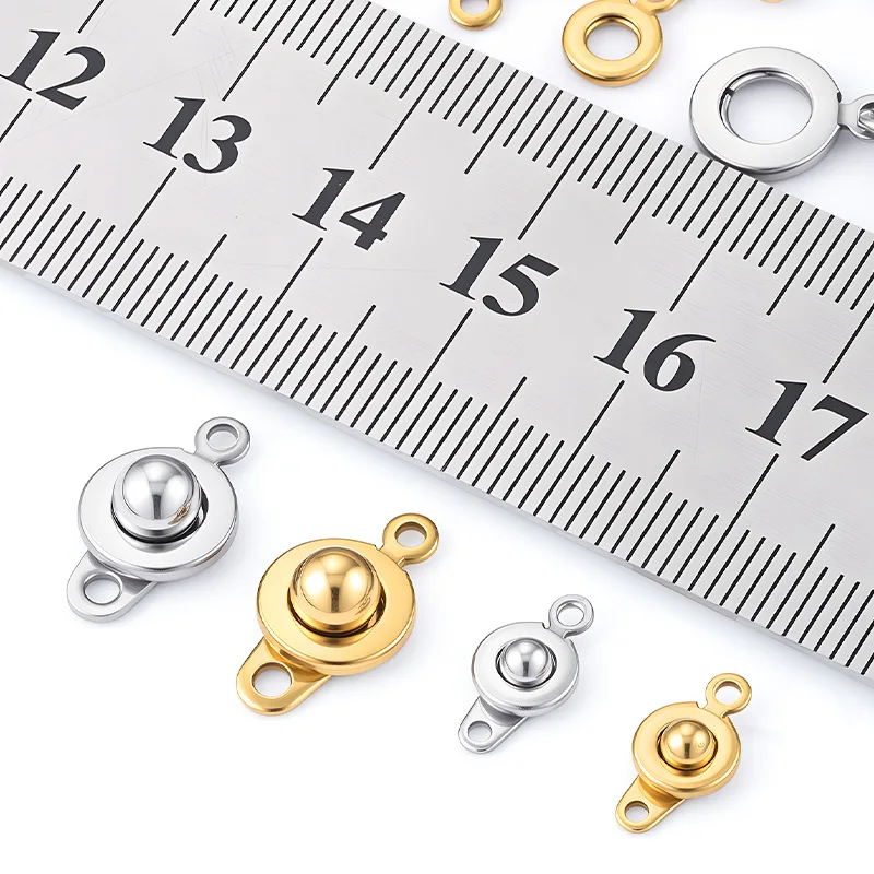 6er-Set/Charge Edelstahl-Druckknopf-Verschluss-Verbinder für DIY-Halsketten, Armbänder, Bastelbedarf und Zubehör – Detail 6
